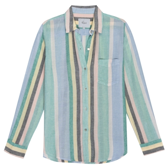 NWT RAILS The Charli shirt in Jamaica stripe size large - Picture 3 of 10
